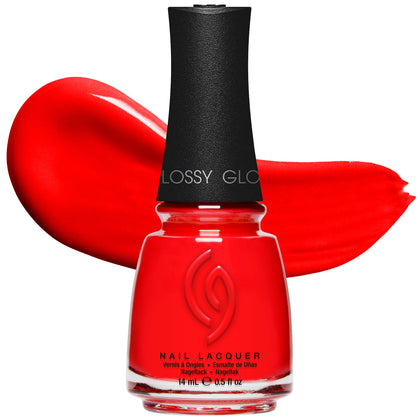 China Glaze CG Nail Lacquer Flame-Boyant bright red nail polish front view