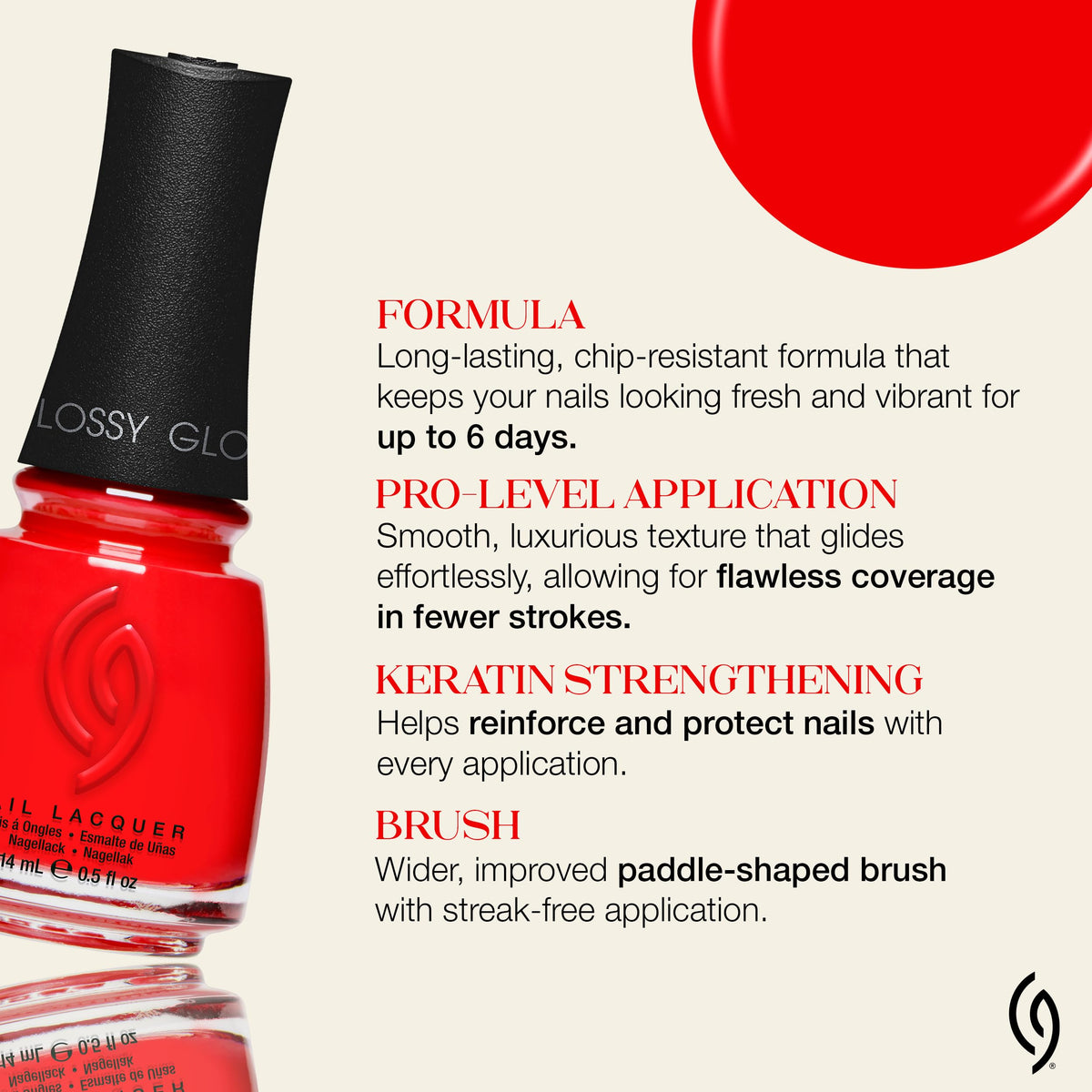China Glaze CG Nail Lacquer Flame-Boyant bright red nail polish glossy finish