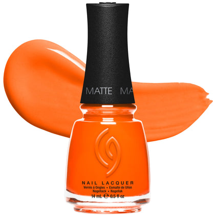China Glaze Orange Knockout nail polish front view with matte finish