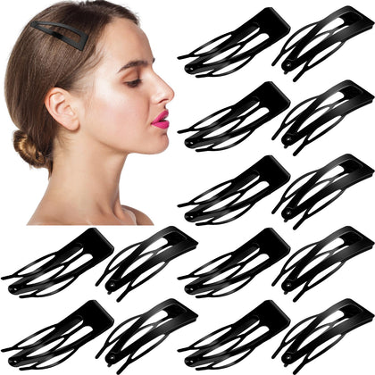 Chinco Double Grip Hair Snap Clips 24 Pcs black front view