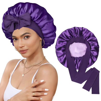 CHLINS Double Layer Satin Bonnet front view with elastic band