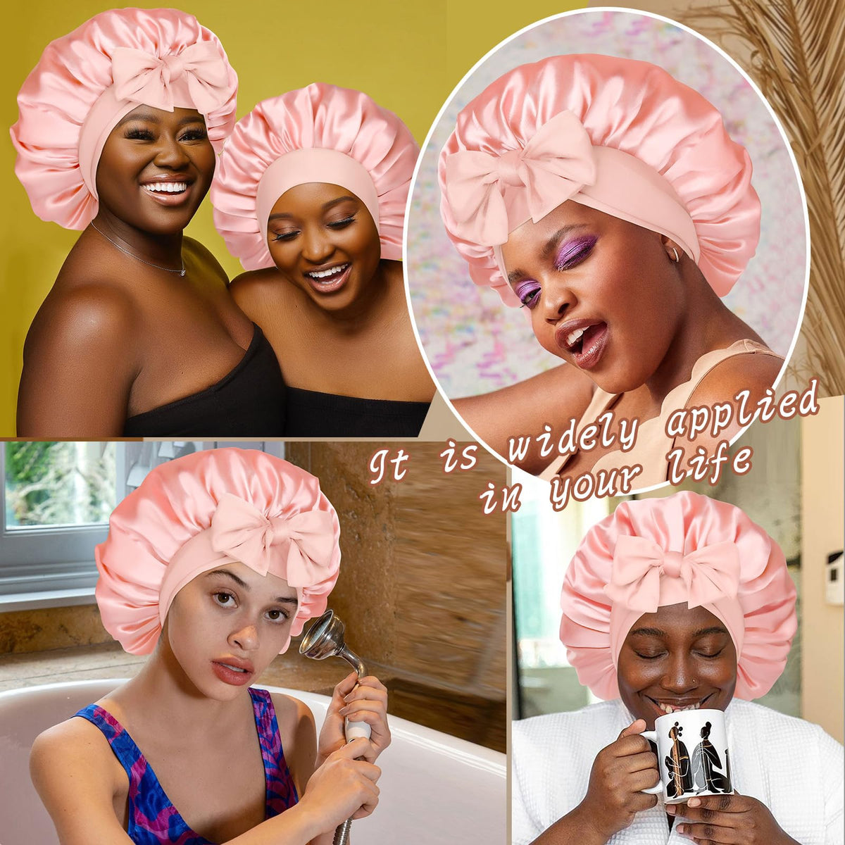 CHLINS Double Layer Satin Bonnet in lifestyle setting