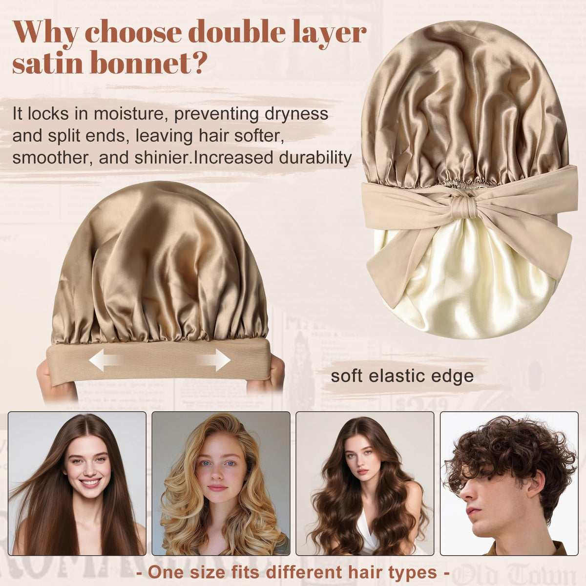 CHLINS Double Layer Satin Bonnet side view