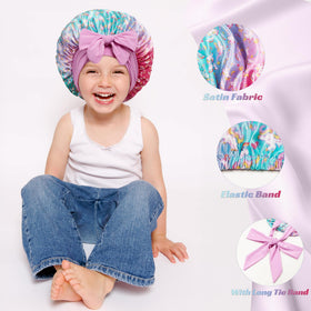 choshion Kids Satin Bonnet displayed on a pillow