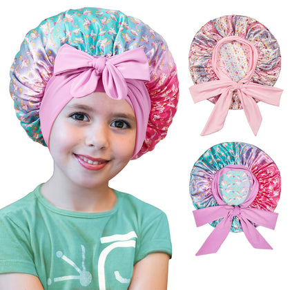 choshion Kids Satin Bonnet Set of 2 with cute patterns