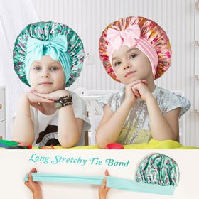 choshion Kids Silk Bonnet Set close-up of satin material