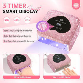 CHRISTINE SHELLY Mini UV Nail Lamp with hand underneath for curing
