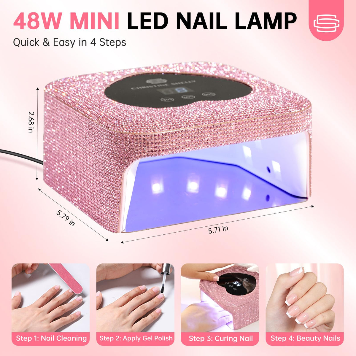 CHRISTINE SHELLY Mini UV Nail Lamp with timer settings displayed