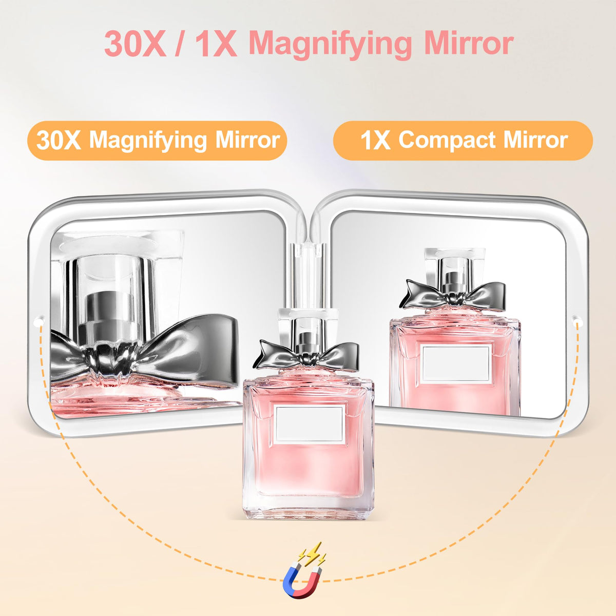 Chrome pearl tweezers included with MIYADIVA Compact Mirror