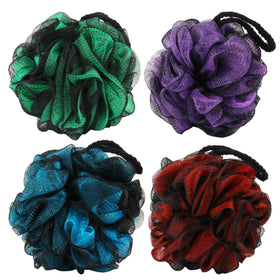 Chuya 4 Pack Large Bath Loofahs in assorted colours front view