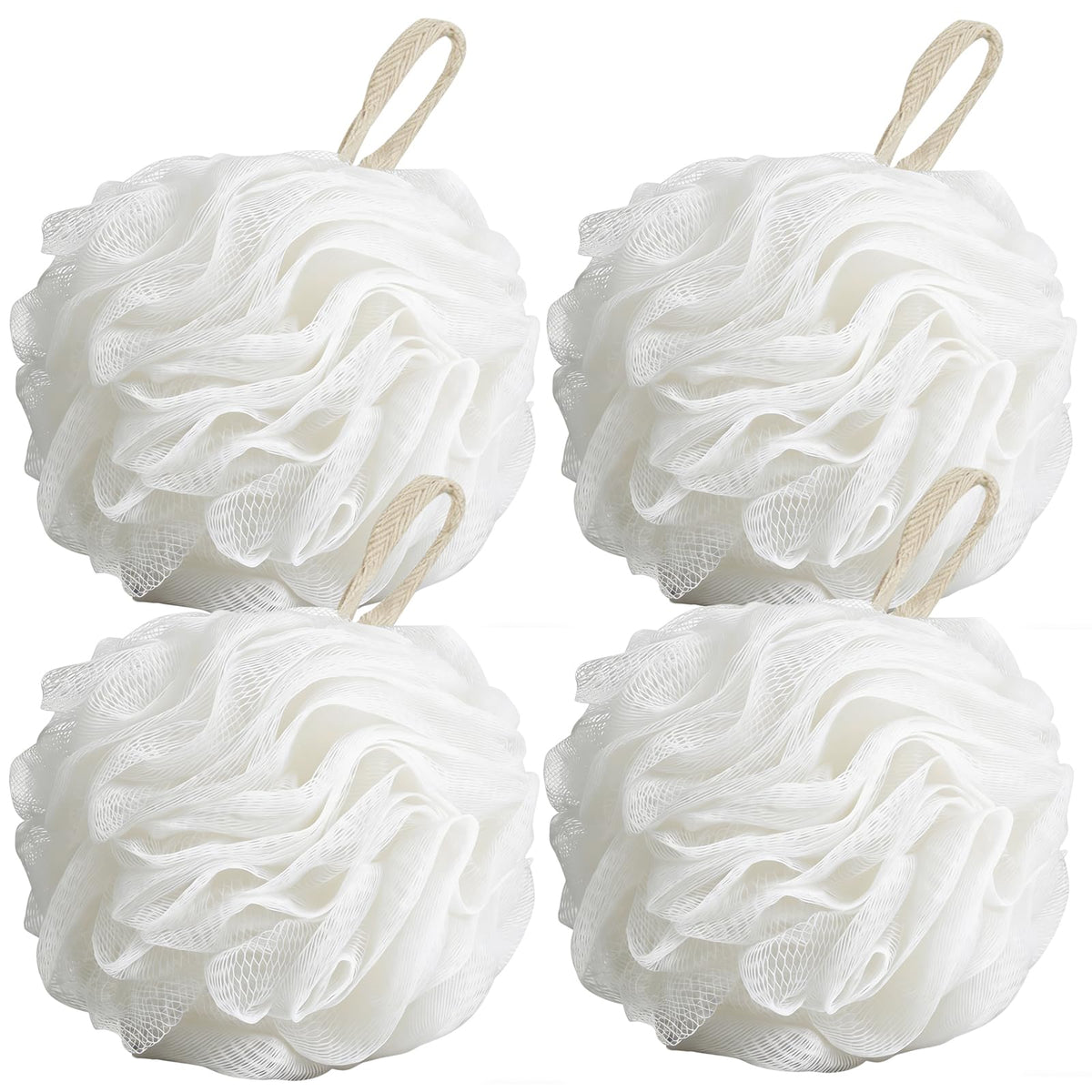 Chuya Bath Sponges Loofahs 4 Pack large size white sponges