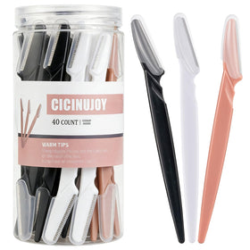 CICINUJOY 40pcs Dermaplane Razor set in black, white, and brown packaging