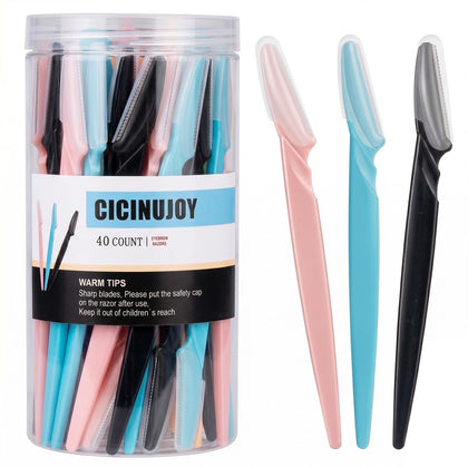 CICINUJOY 40pcs dermaplane razor set in multi-colour packaging