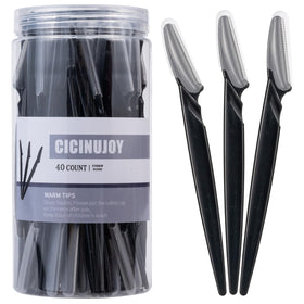 CICINUJOY 40pcs dermaplane razors black front view