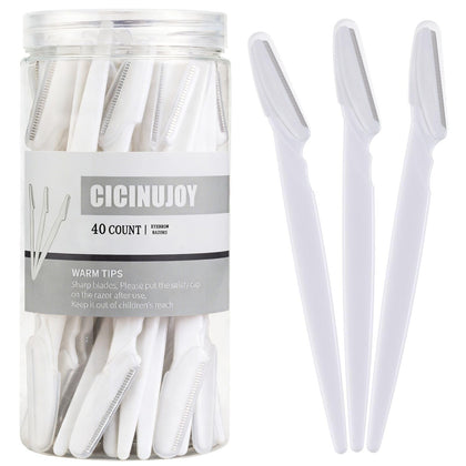 CICINUJOY 40pcs Dermaplane Razors white packaging front view