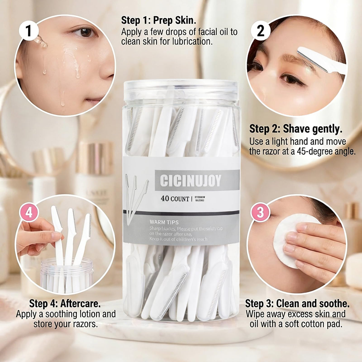 CICINUJOY 40pcs razors displayed in a neat arrangement