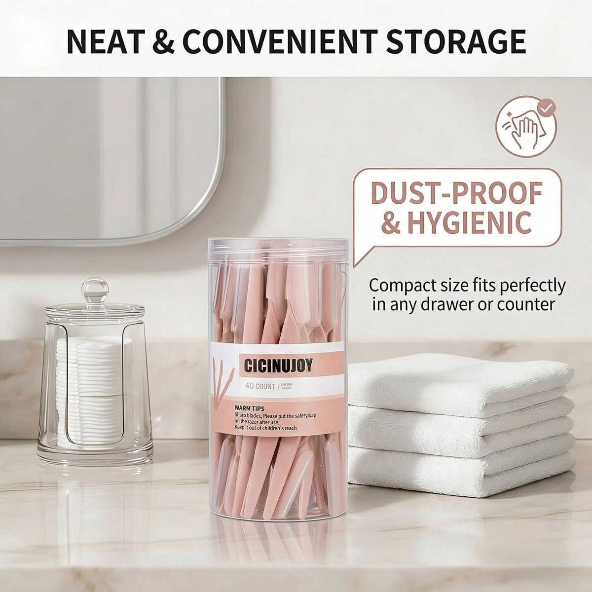 CICINUJOY razors arranged for easy access and storage