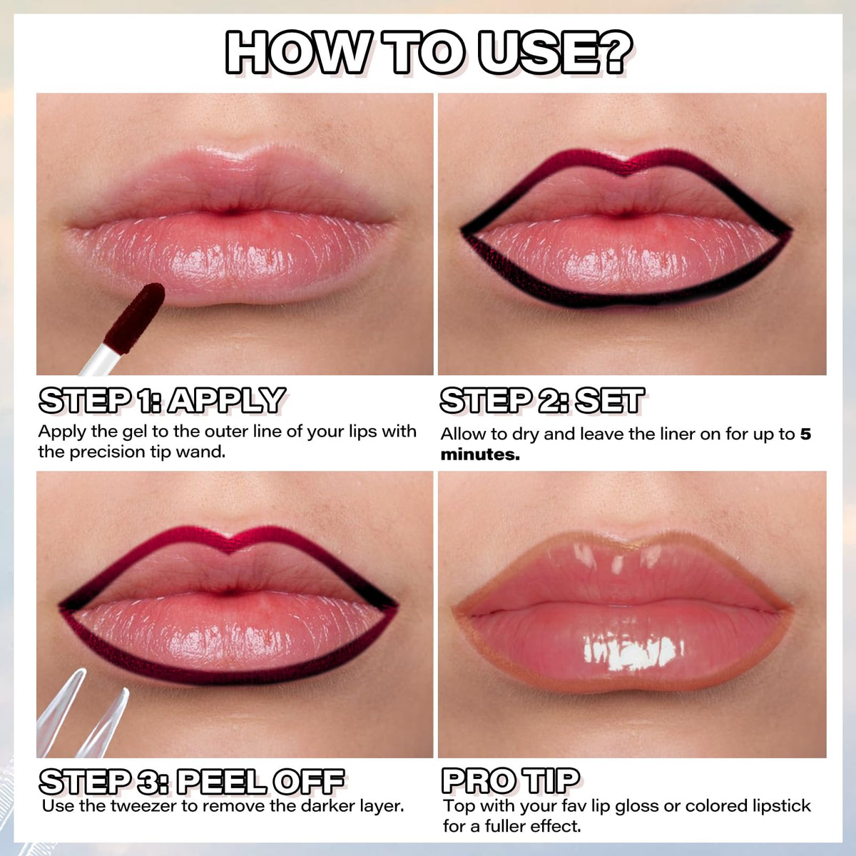 Cilrofelr Peel Off Lip Liner Nude Beige with applicator