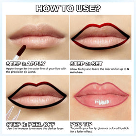 Cilrofelr Peel Off Lip Liner Stain Rose in use on lips