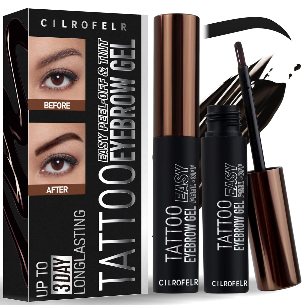 Cilrofelr Tattoo Peel Off Eyebrow Gel 2 Pack front view
