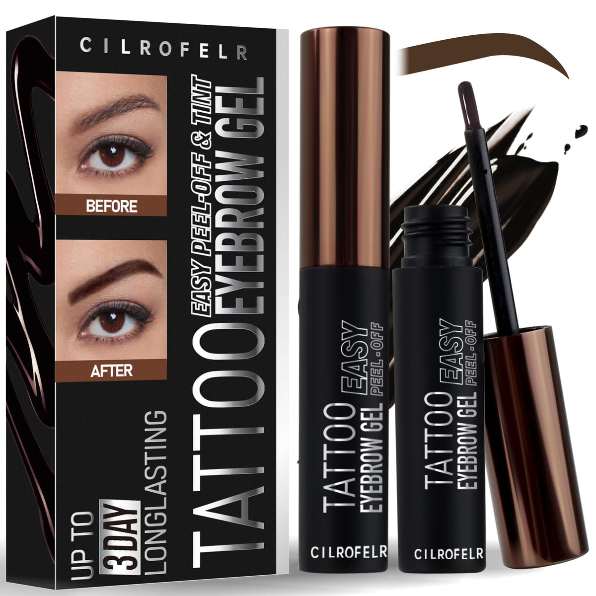 Cilrofelr Tattoo Peel Off Eyebrow Gel packaging front view