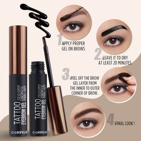 Cilrofelr Tattoo Peel Off Eyebrow Gel warm brown shade comparison