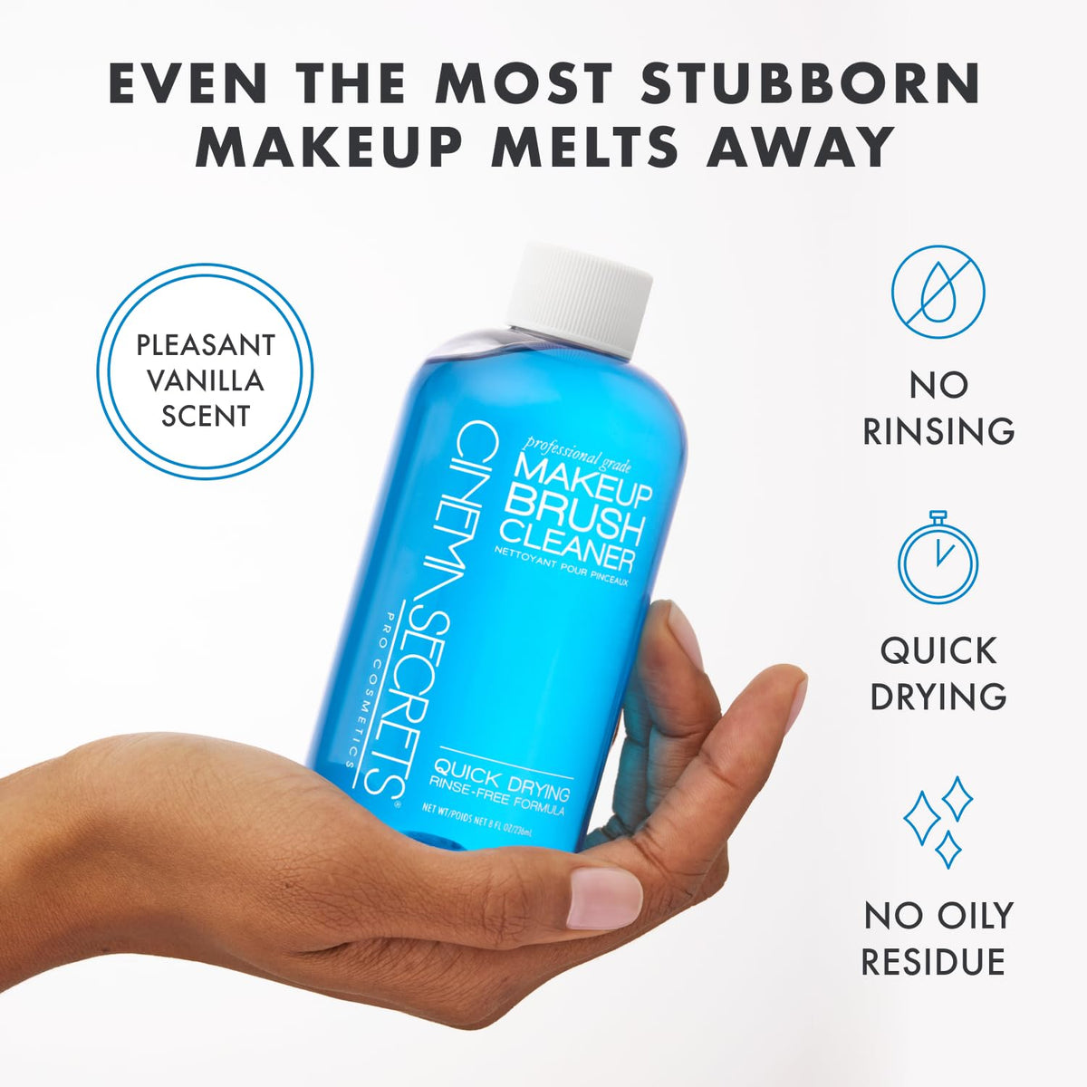 CINEMA SECRETS Makeup Brush Cleaner with brush in solution