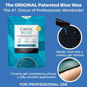 Cirepil Blue Wax Beads in a wax warmer