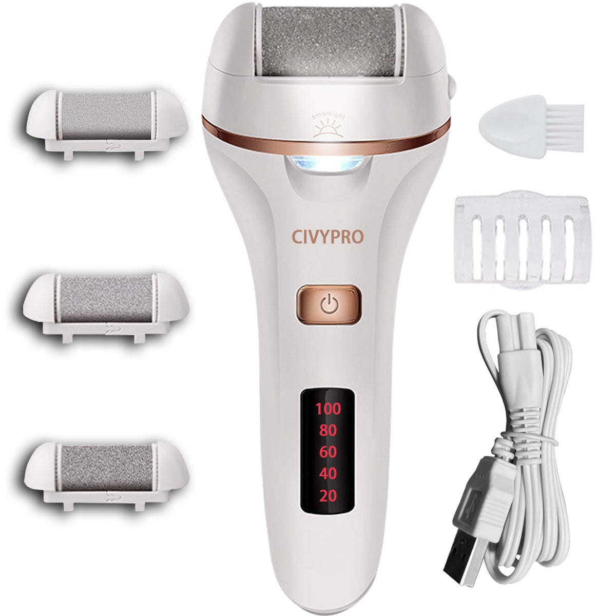 CIVYPRO Electric Callus Remover front view with accessories
