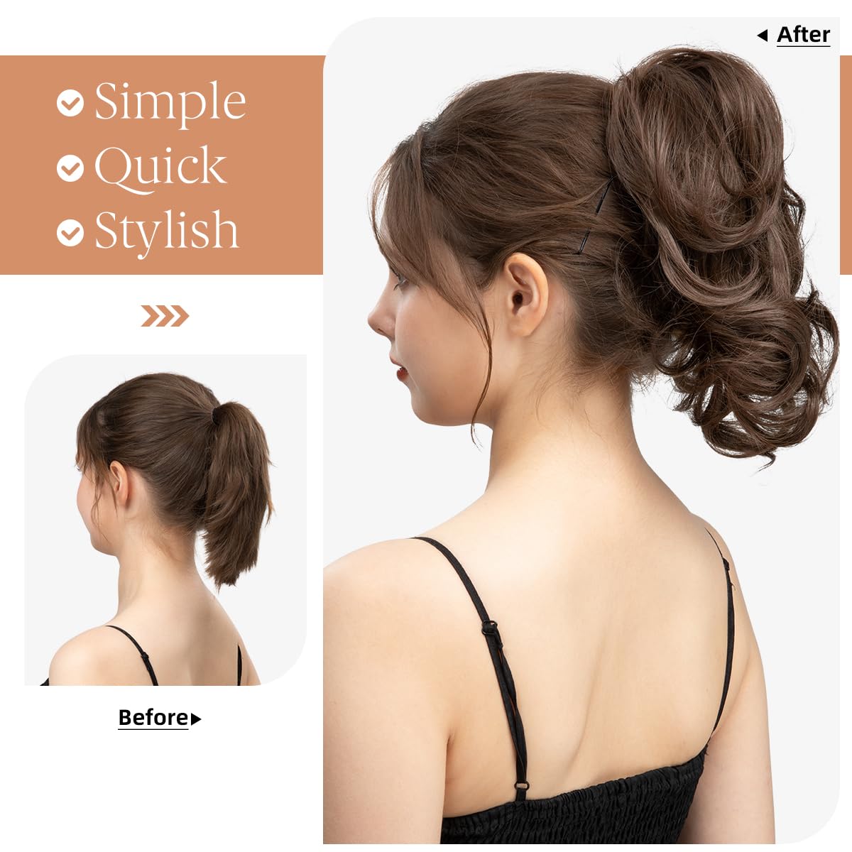 CJL HAIR Claw Clip Short Ponytail Hair Extensions displayed on a model