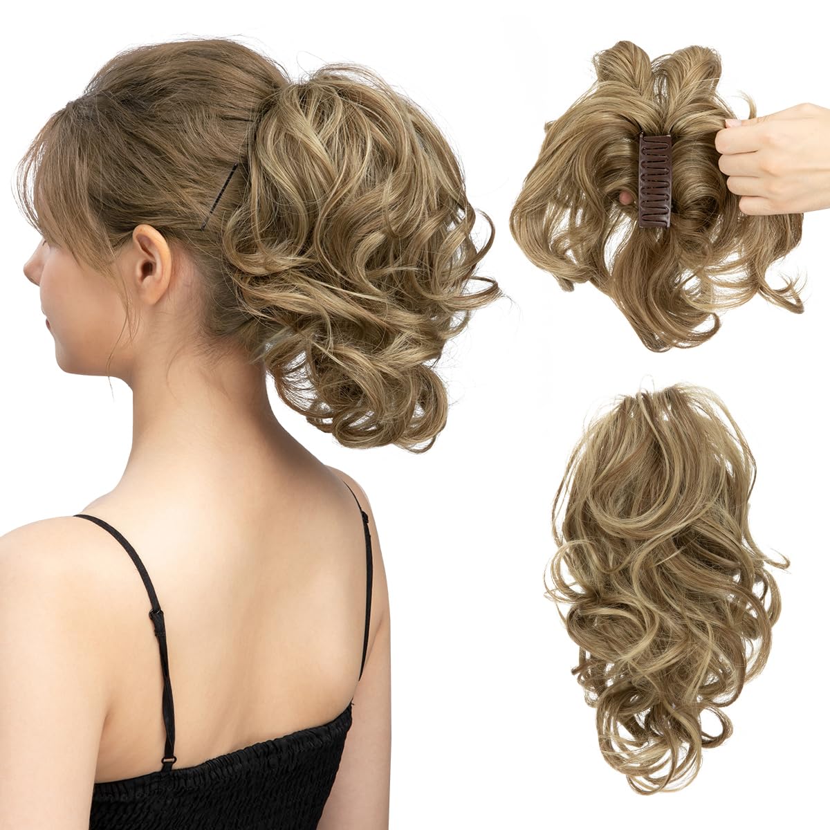 CJL HAIR Claw Clip Short Ponytail Hair Extensions in brunette
