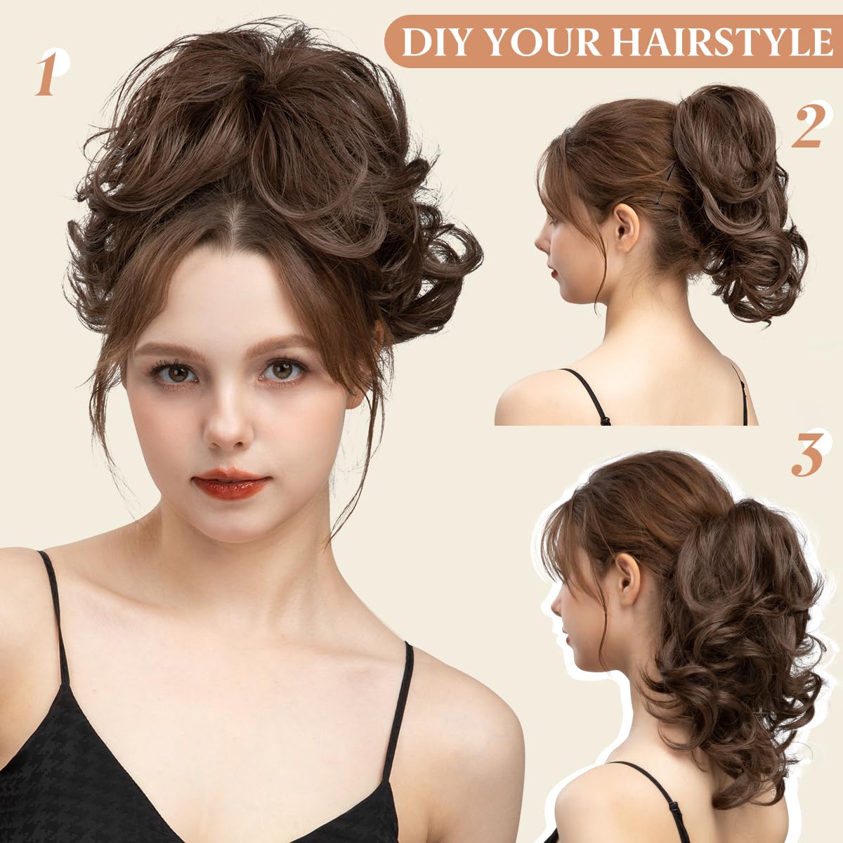 CJL HAIR Claw Clip Short Ponytail Hair Extensions side view