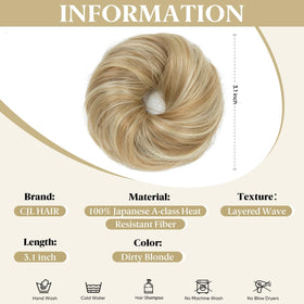 CJL HAIR Messy Bun Hair Piece showing small ringlets