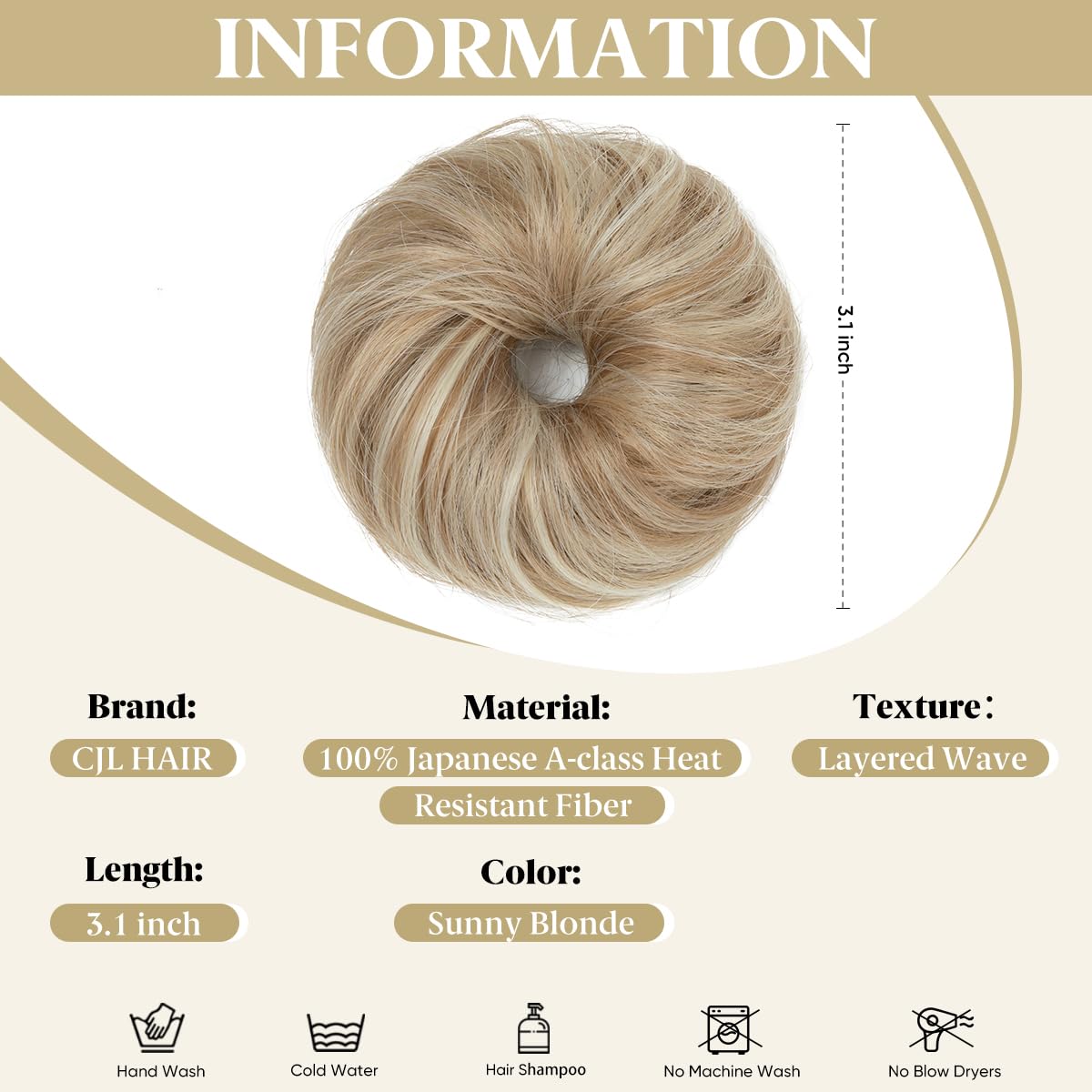 CJL HAIR Messy Bun Hair Piece side view showcasing ringlets
