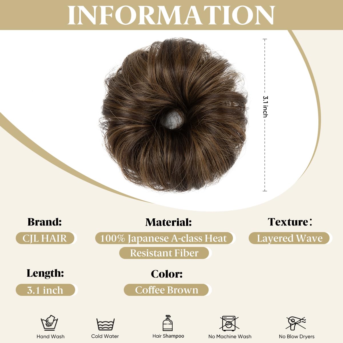 CJL HAIR Messy Bun Hair Piece side view showcasing ringlets