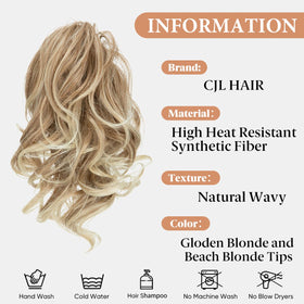 CJL HAIR Short Ponytail Hair Extensions showing the claw clip attachment