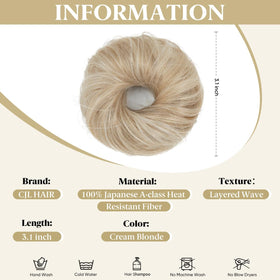 CJL HAIR Small Cute Messy Bun Hair Piece side view showcasing ringlets