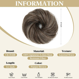 CJL HAIR Small Cute Messy Bun Hair Piece side view showing ringlets