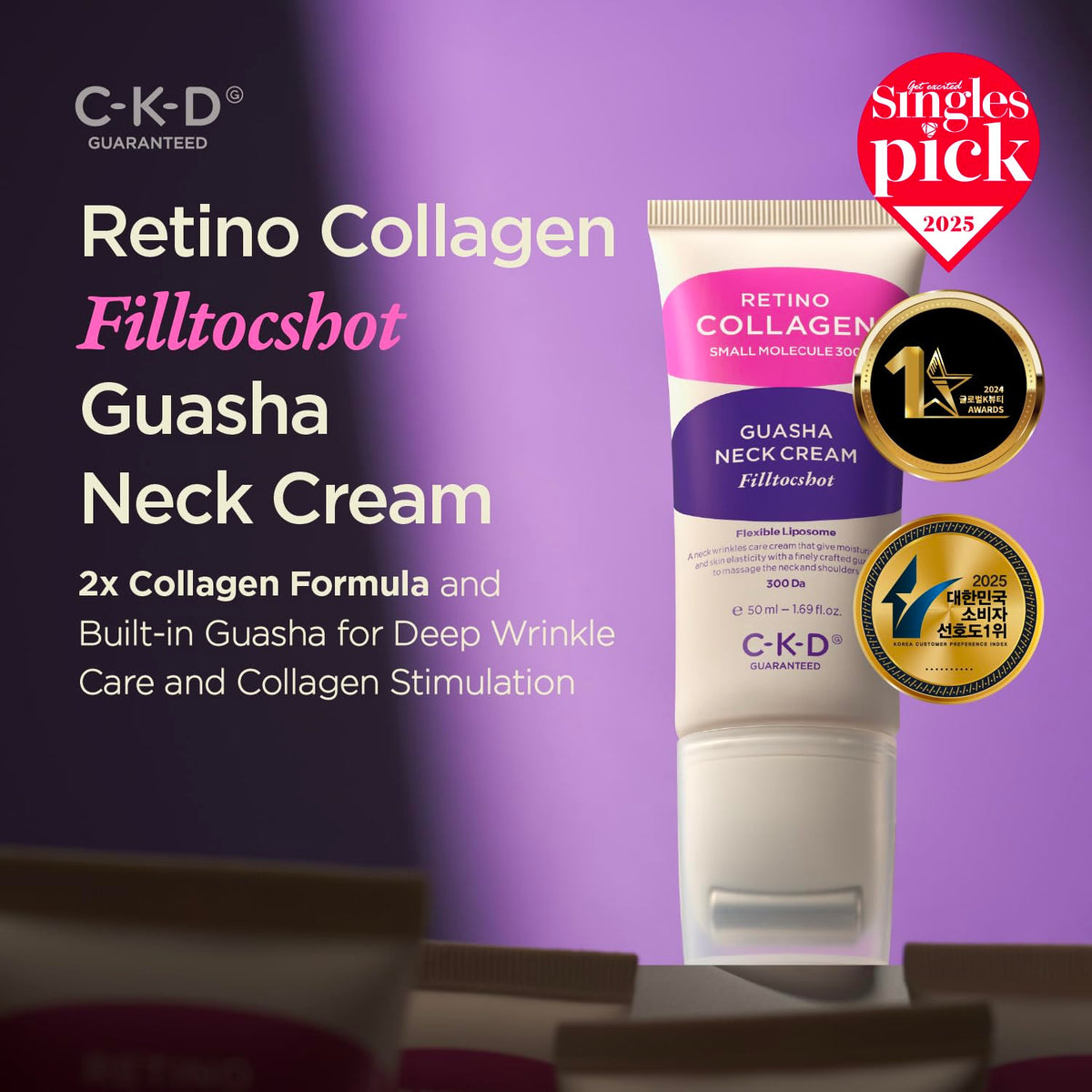 CKD Guaranteed Retinal Collagen Gua Sha Neck Cream packaging