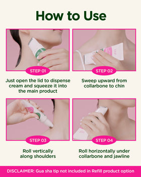 CKD Guaranteed Retinal Collagen Gua Sha Neck Cream with Gua Sha tool on a vanity
