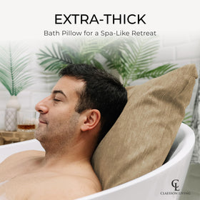 Claessonliving bath pillow in a relaxing bath setting