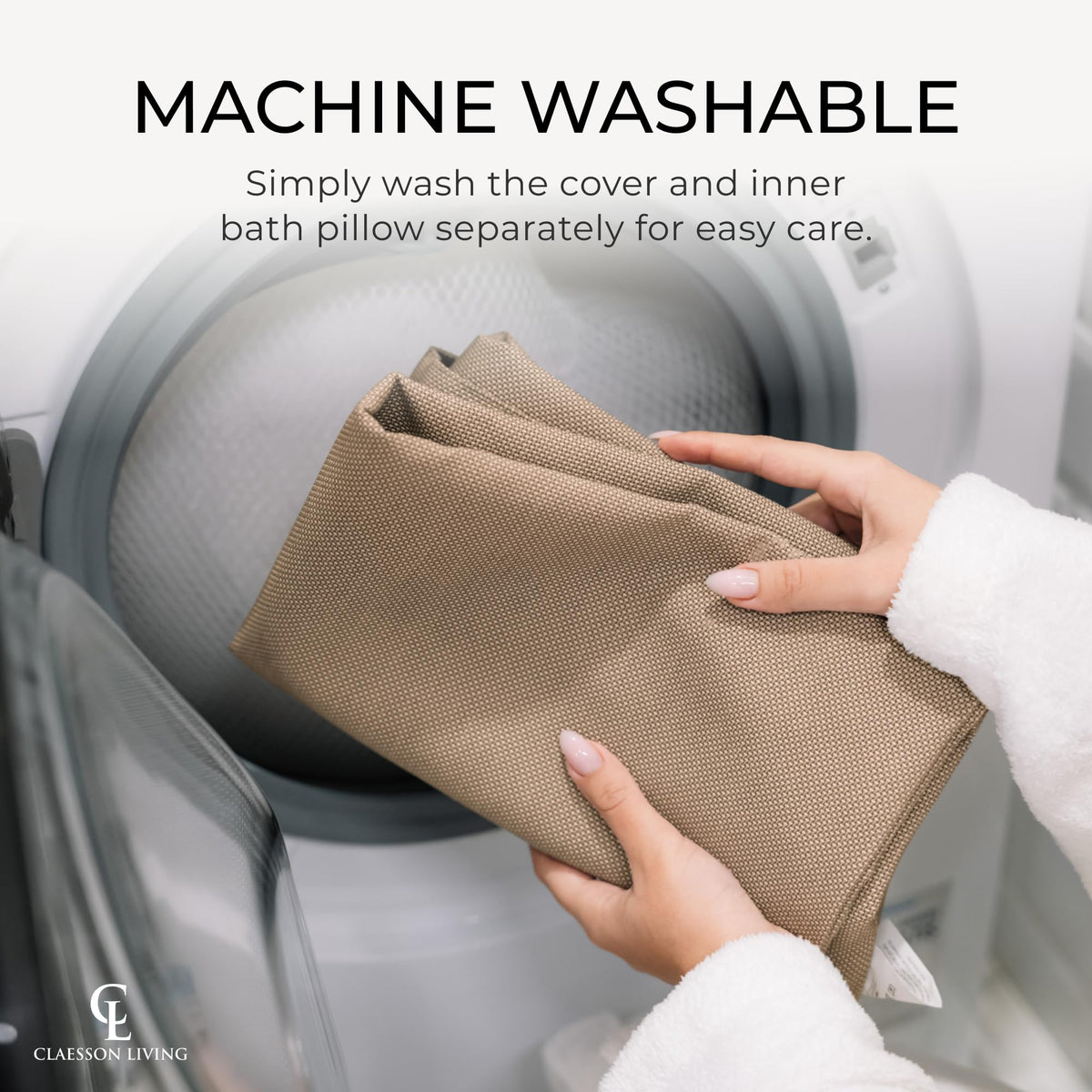 Claessonliving bath pillow machine washable feature