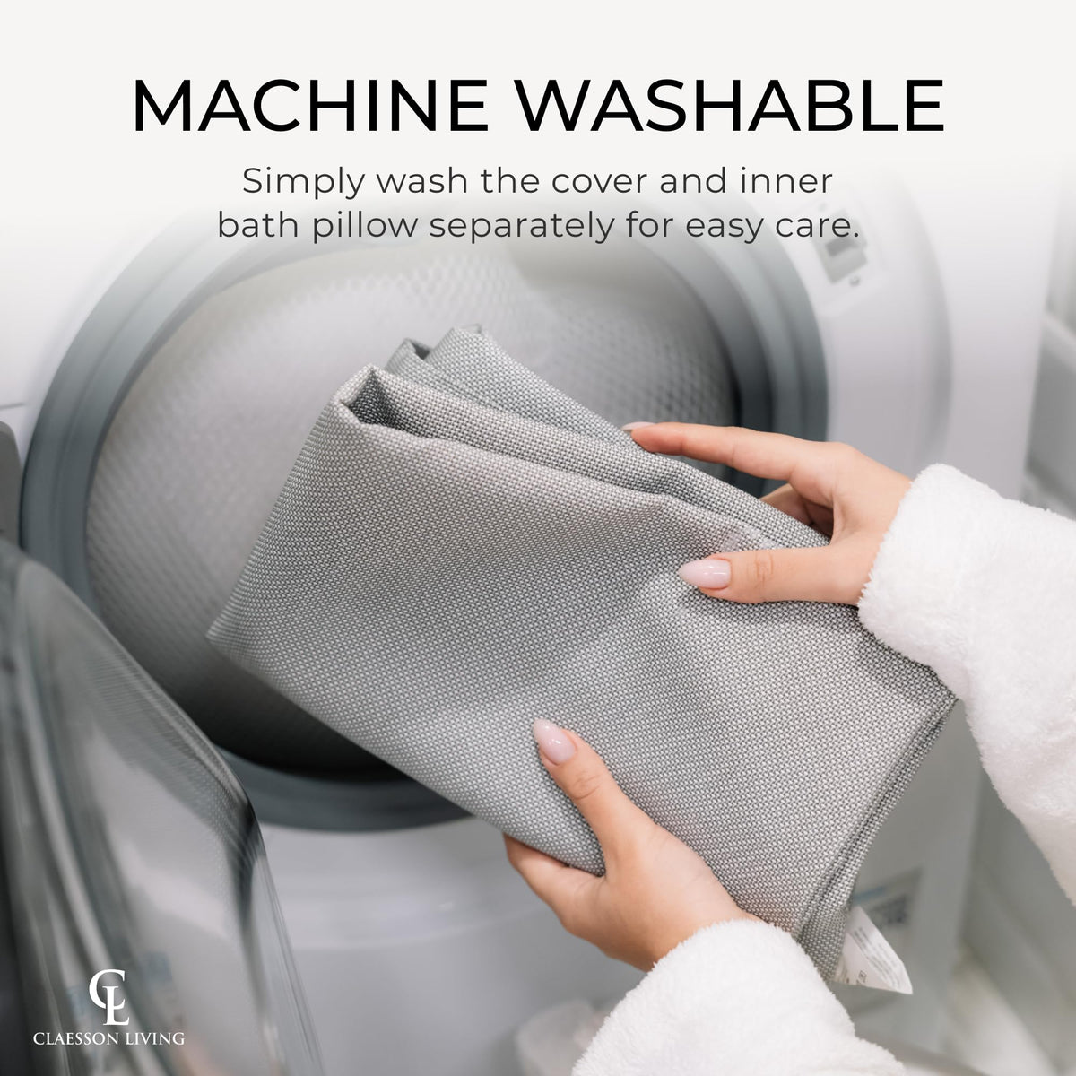 Claessonliving bath pillow machine washable feature