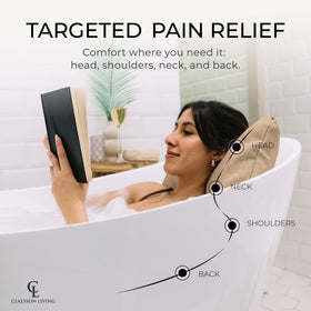 Claessonliving bath pillow placed in a bathtub