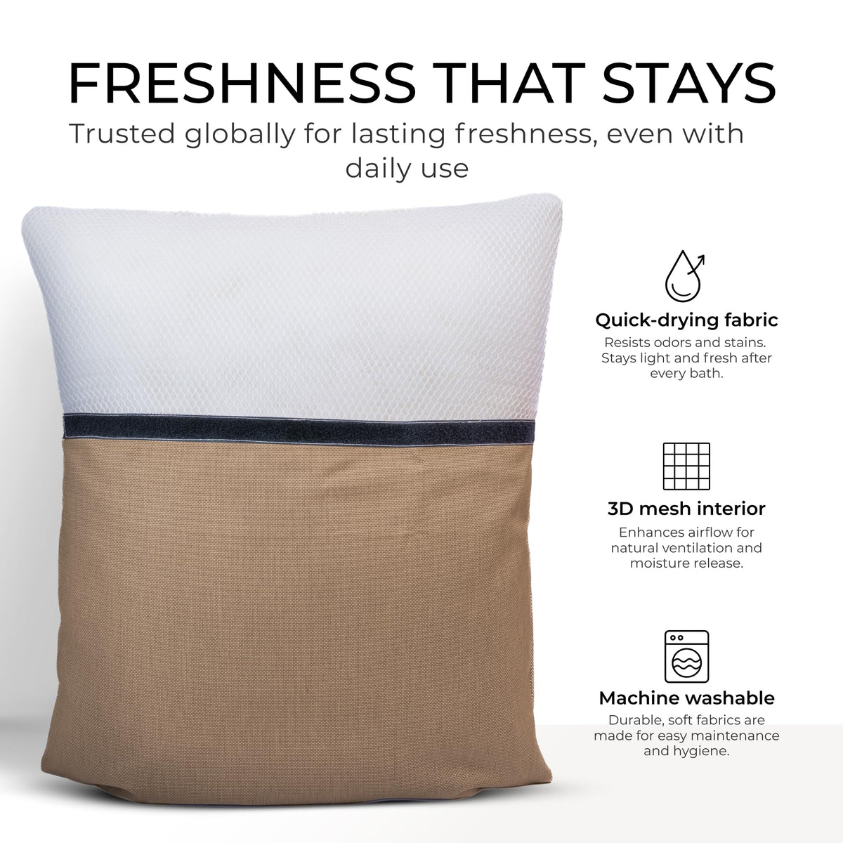 Claessonliving bath pillow showing ergonomic design
