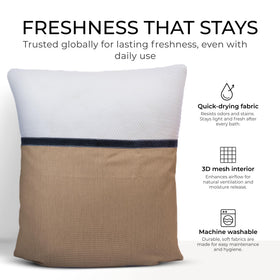 Claessonliving bath pillow showing ergonomic design