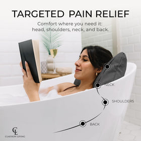 Claessonliving bath pillow side view in bathtub
