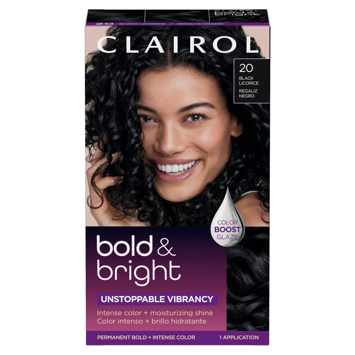 Clairol Bold & Bright Permanent Hair Dye Black Licorice front view
