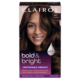 Clairol Bold & Bright Permanent Hair Dye Cafecito 40 Dark Brown front view