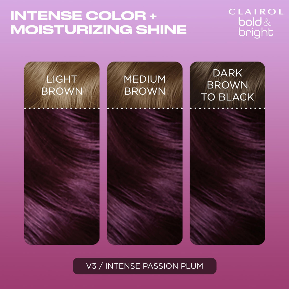 Clairol Bold & Bright Permanent Hair Dye Intense Violet application kit with gloves